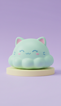 Mint Puff Cat Silicone Squishy